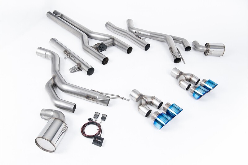 Dodge Challenger Front Pipe-back Active 'H' System with Burnt/BlueTitanium GT-100 Tips