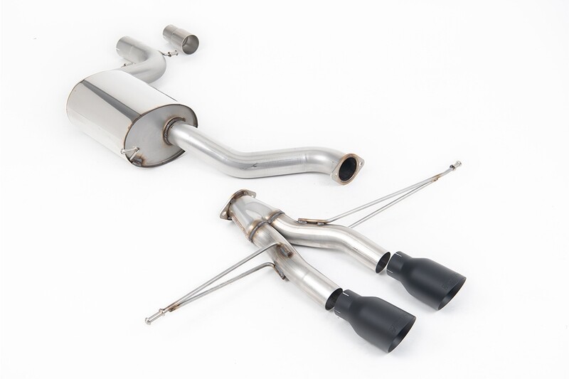 Golf 6 GTI Cat-back Golf R-style 3-inch Race System with Black Trims. (Non-Resonated)