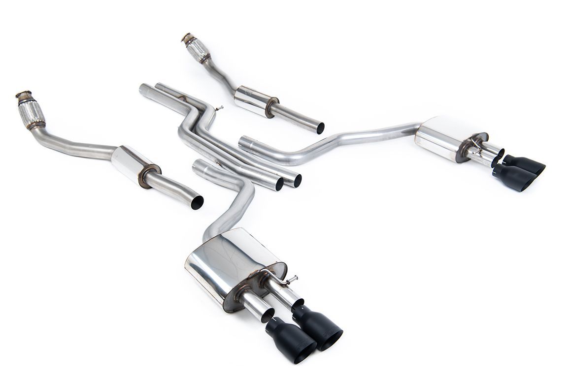 Audi S6 C7 – Milltek 70mm Non-Resonated Cat-Back met Cerakote Black Tips