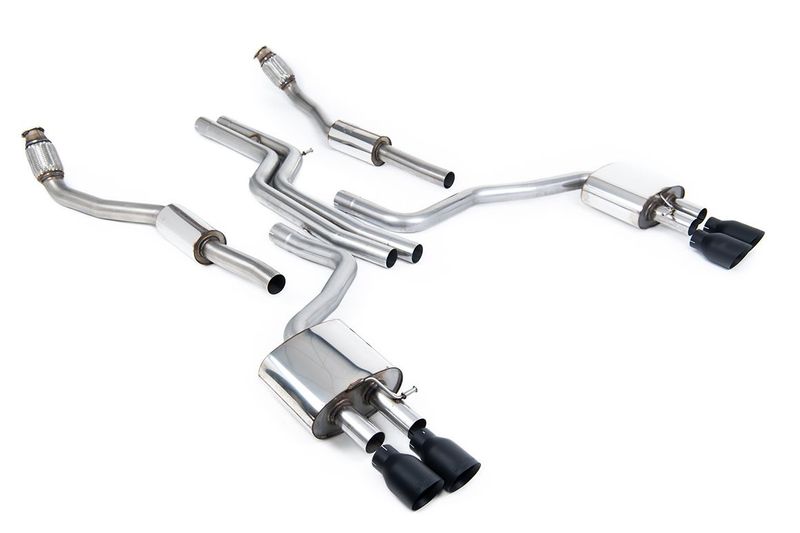 Audi S6 C7 – Milltek 70mm Non-Resonated Cat-Back met Cerakote Black Tips