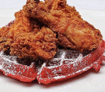 Red Velvet Chicken And Waffles
