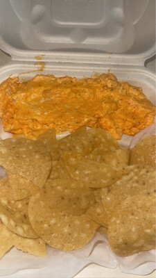 CHICKEN BUFFALO DIP AND CHIPS