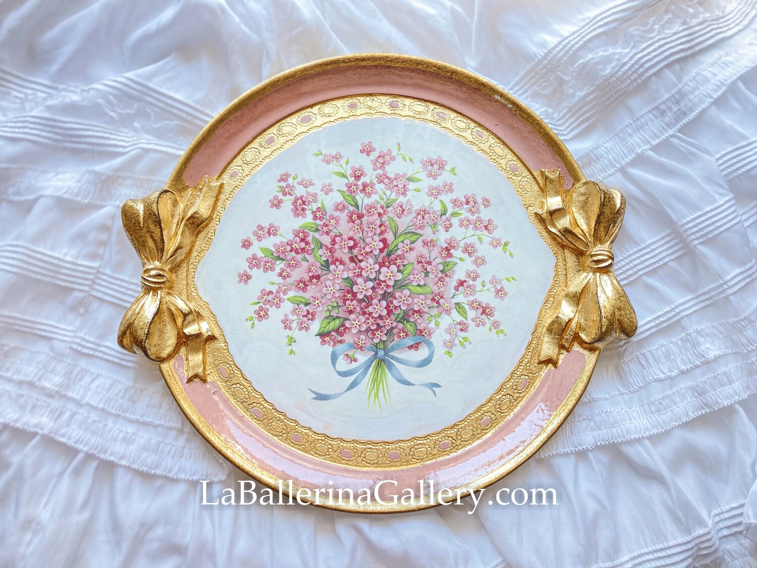 Florentine tray round bow ribbon Made to order