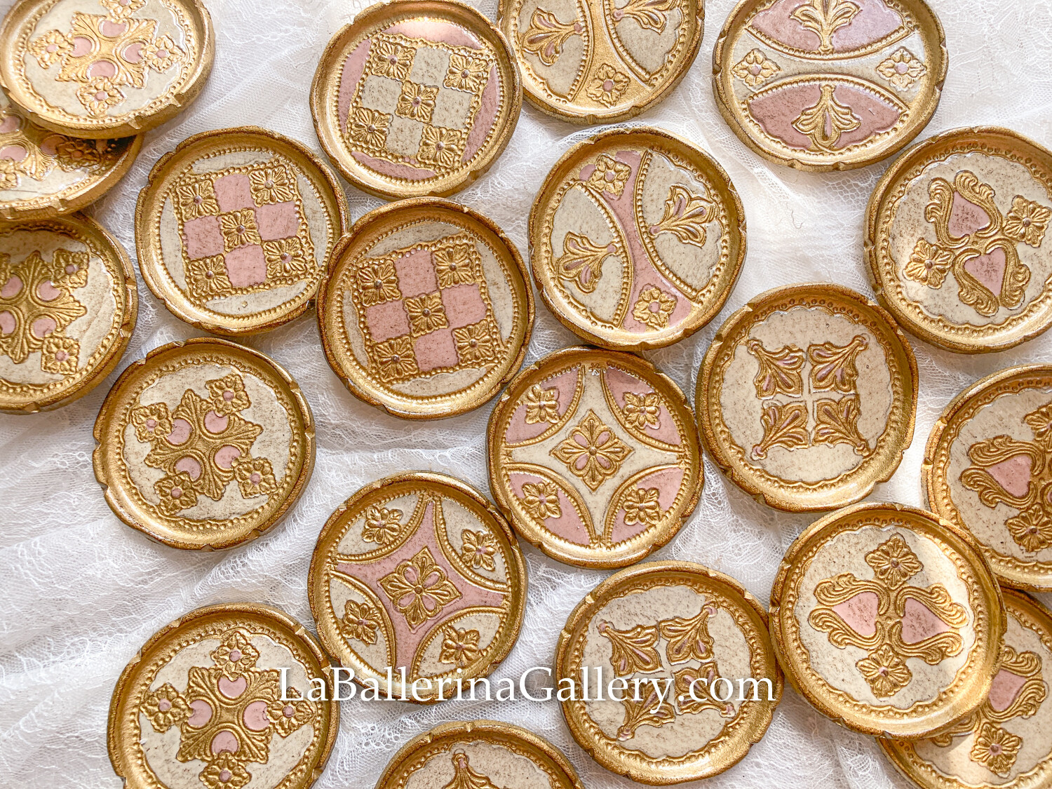 Made to order Florentine coaster round 8.5cm