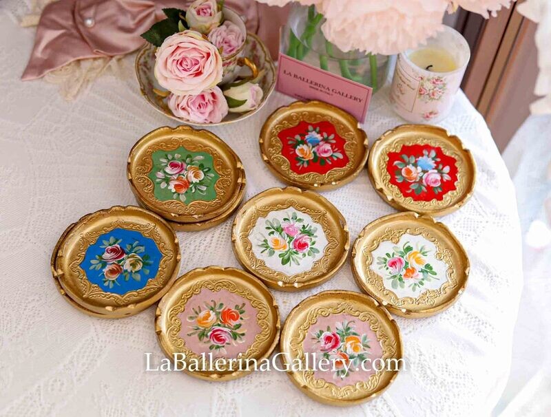 Made to order Florentine coaster round rose 10cm