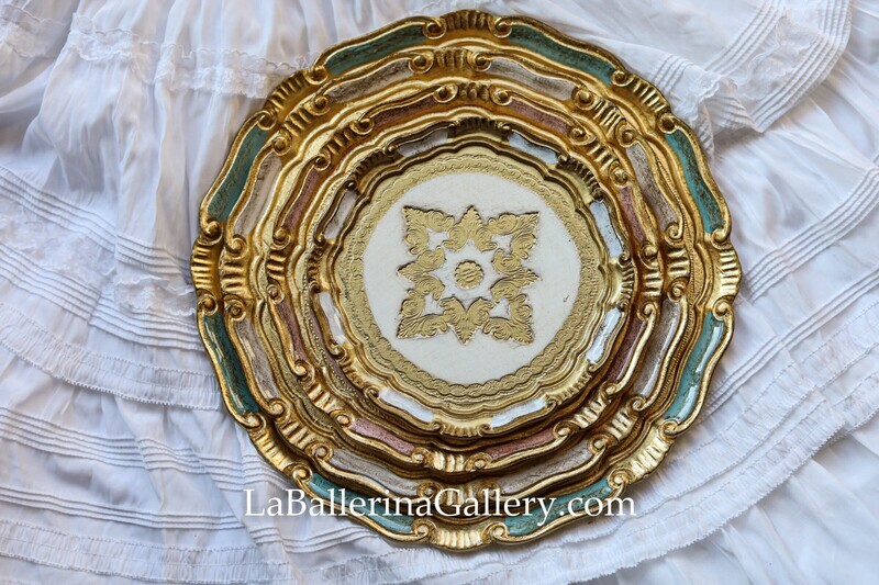 Made to order Florentine tray round gold