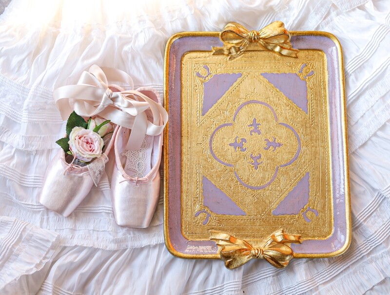 Made to order Florentine tray rectangle bow baroque rococo gold wood