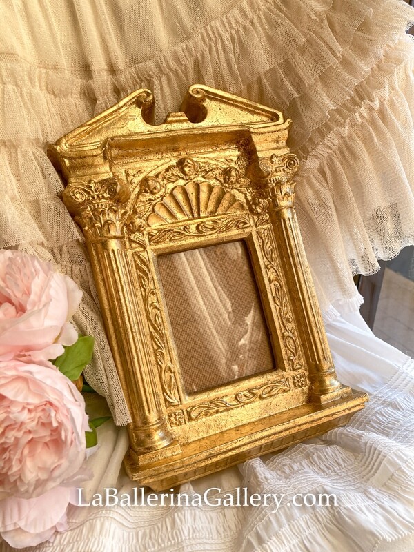 Made to order Florentine gold wood mirror angels window