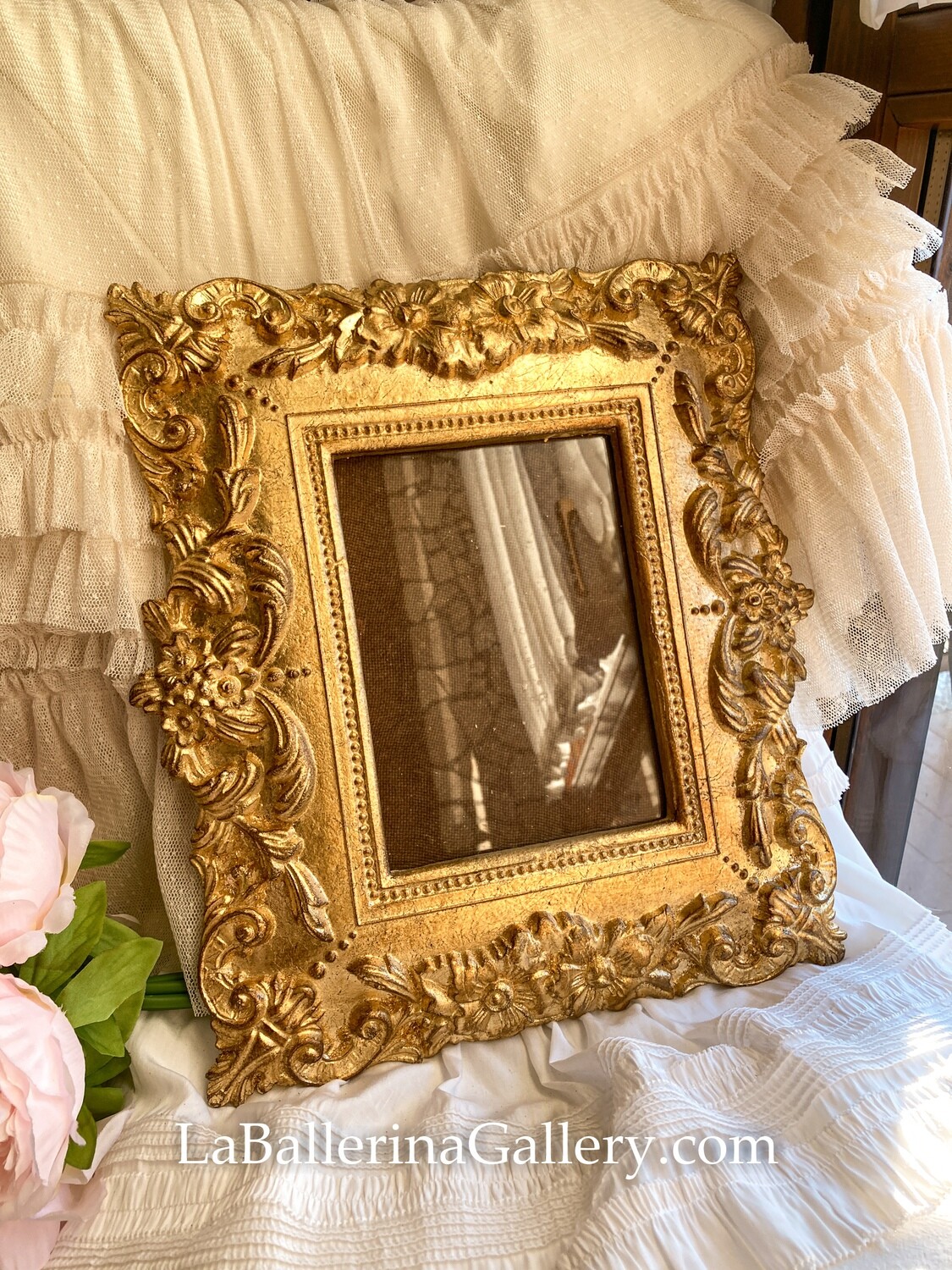 Florentine 8 1/2 High Antique Gold Mirror 4x6 Picture Frame