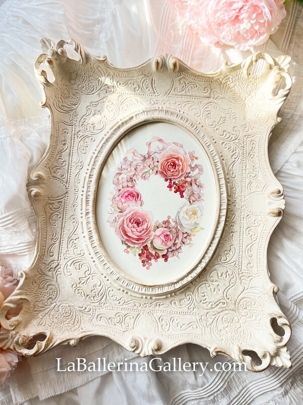 Made to order Italia baroque rococo wood gold white black frame mirror/picture frame oval