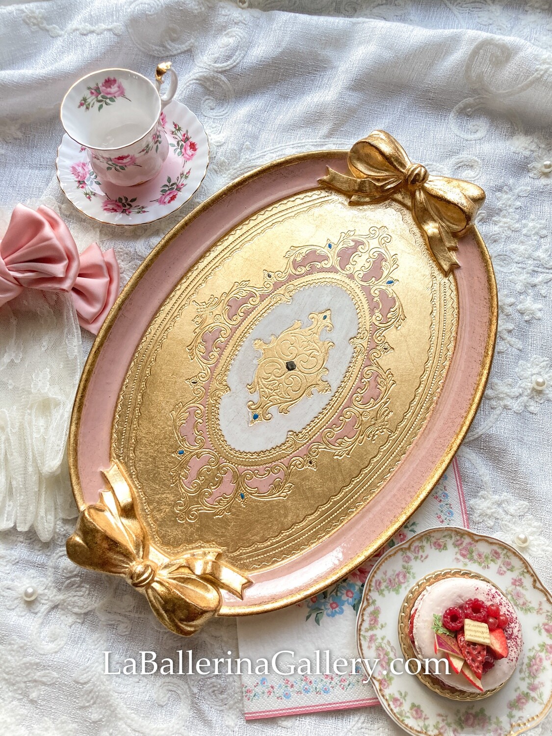 Made to order Florentine tray oval bow baroque rococo