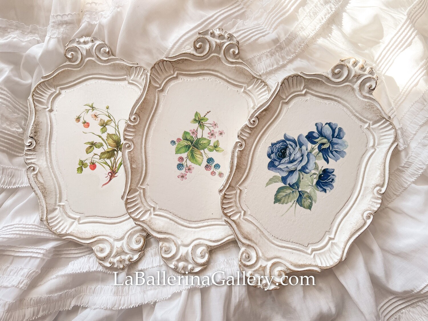 Made to order Florentine tray shabby chic white illustration tea for one