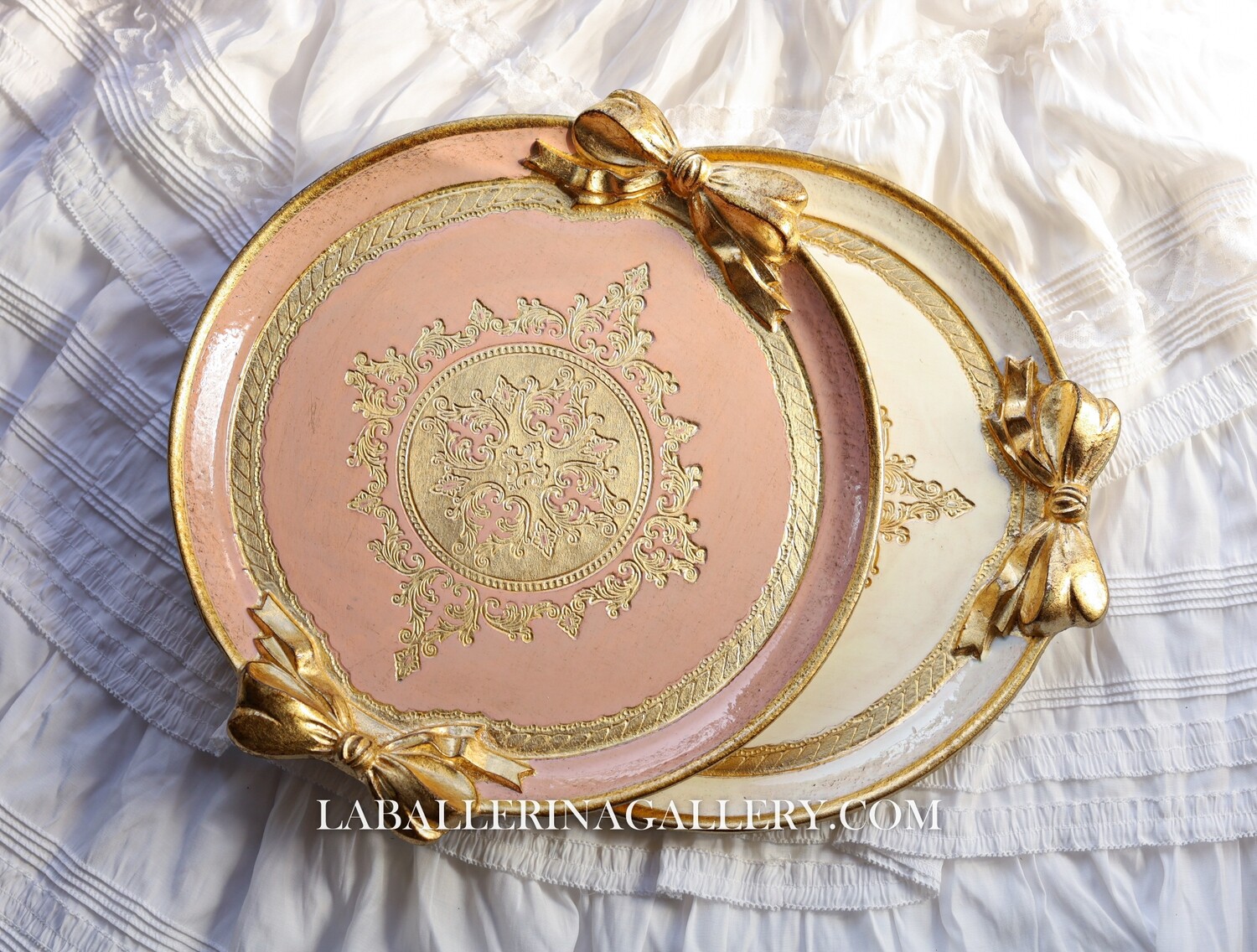 Florentine tray round bow ribbon Made to order