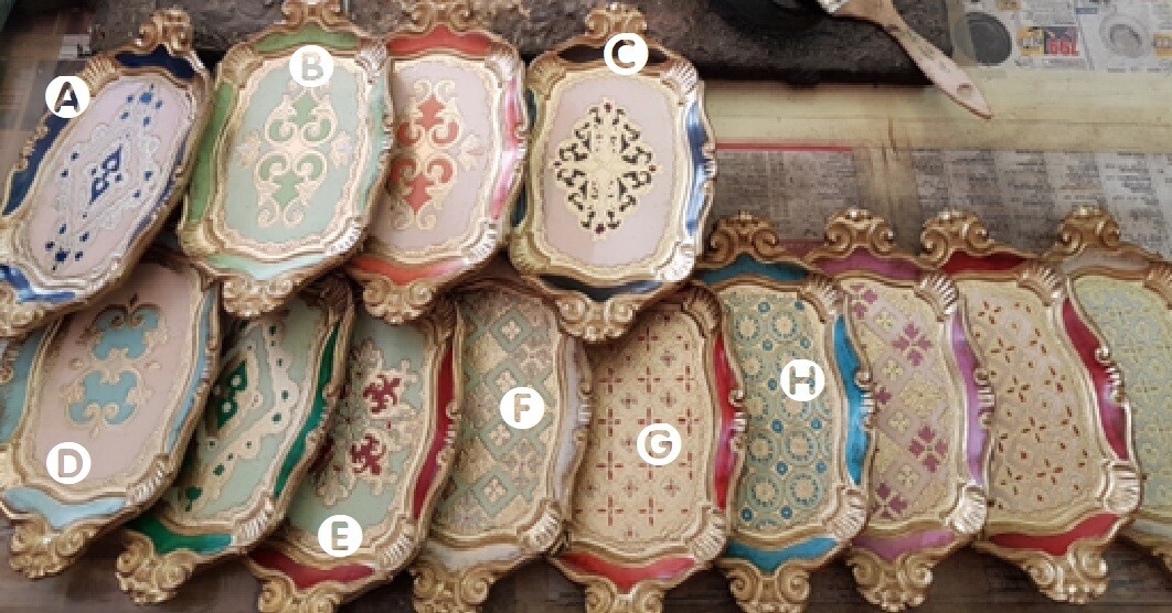 Made to order Florentine tray tea for one small octagon gold