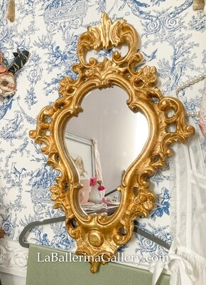 Florentine gold wood mirror frame floral large 62x42 cm