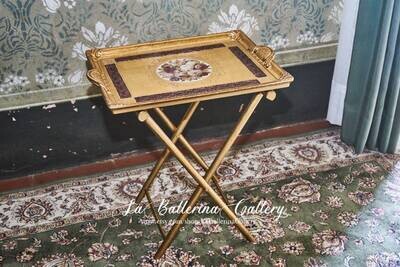 Florentine wooden coffee table tea service large tray relief fruit baroque rococo