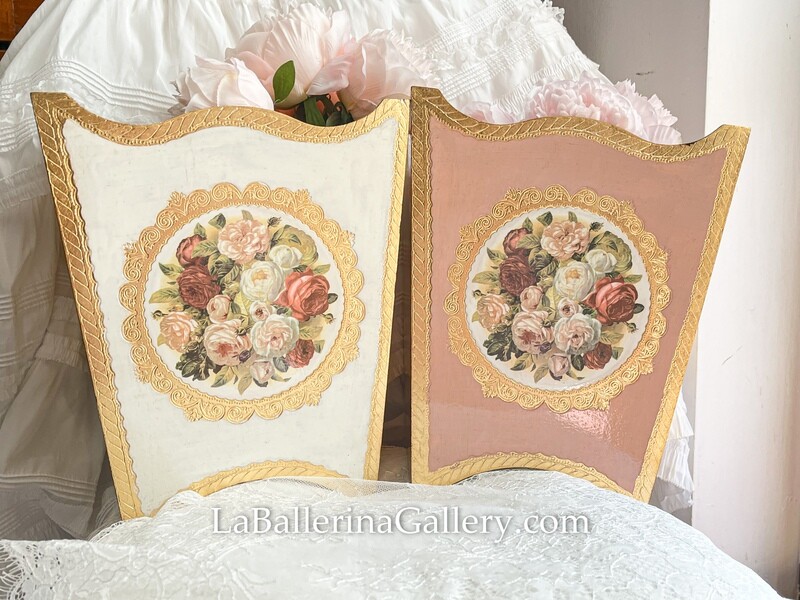 ​Made to order Florentine wooden bin rose bouquet baroque rococo home decor