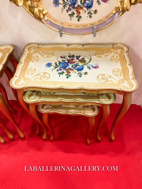 Made to order Italian Florentine wooden 3 tables set rose