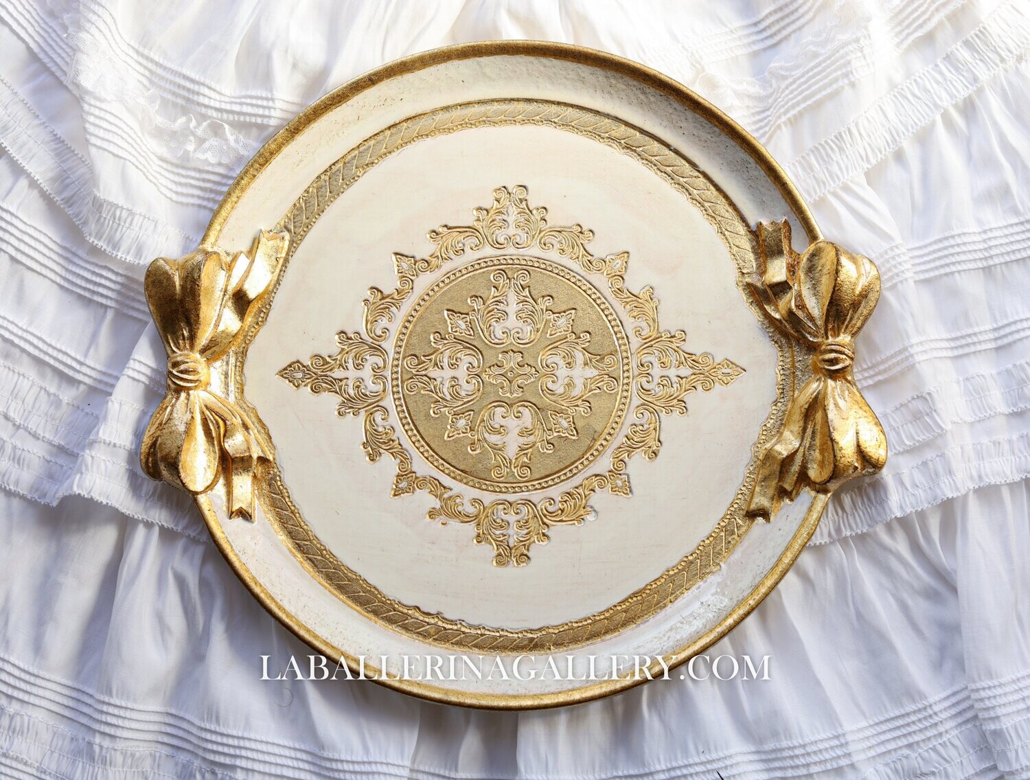 Florentine tray round bow 30cm