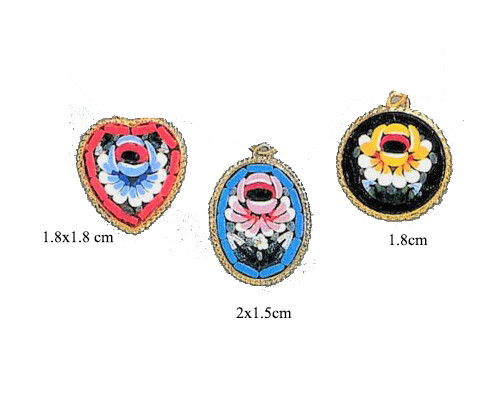 Florentine Micromosaic pendant Heart oval round floral