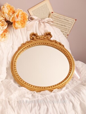 Made to order Florentine gold wood mirror frame floral oval ribbon bow