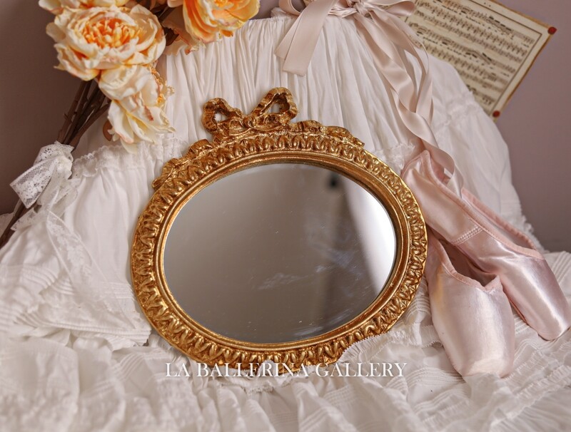 Made to order Florentine gold wood mirror frame floral oval ribbon bow