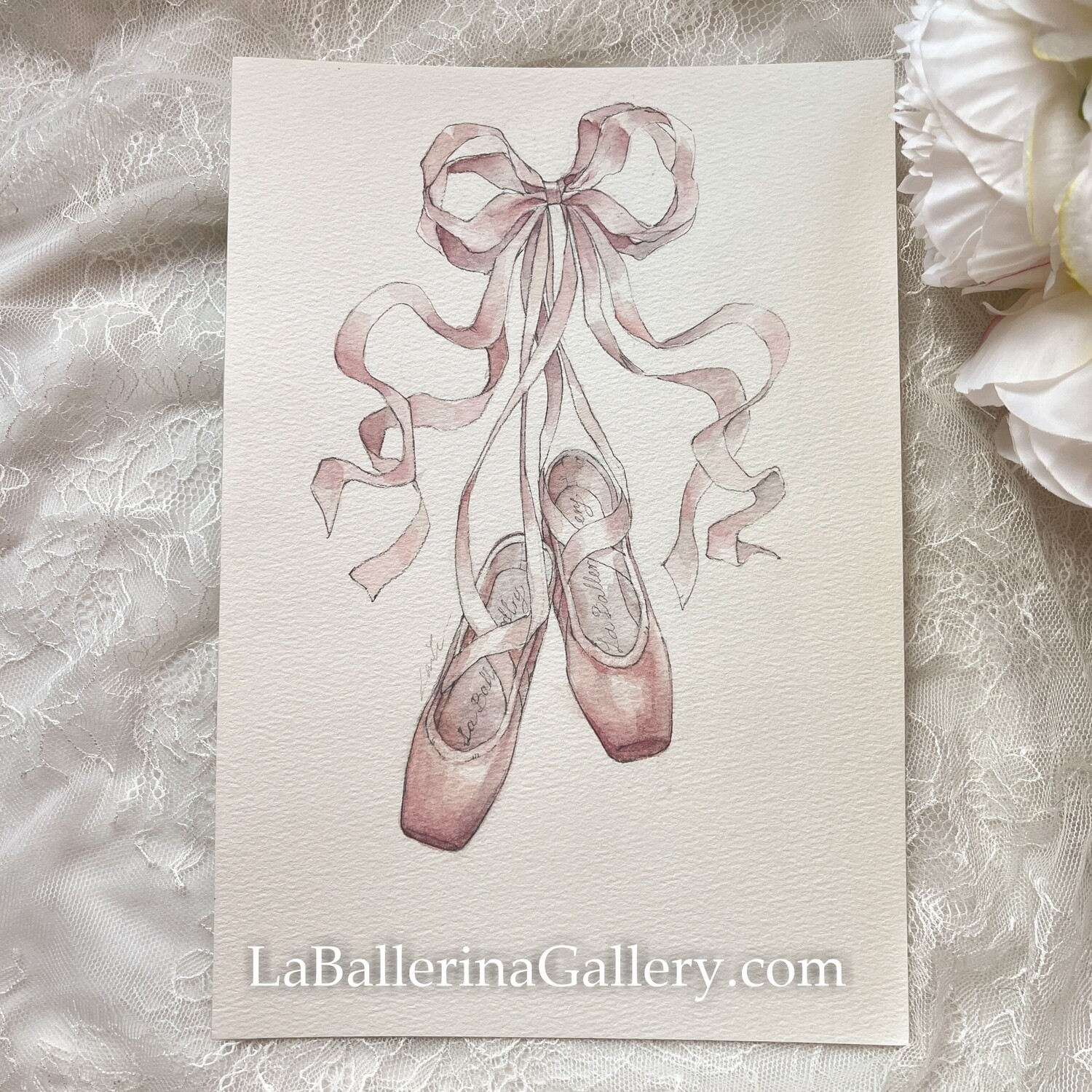 Original painting Ballet shoes by Artist Liu Yu watercolor on paper art collection wall decoration