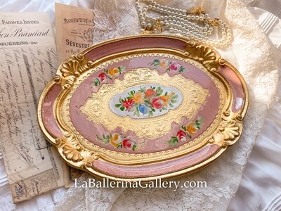 Florentine tray oval rose