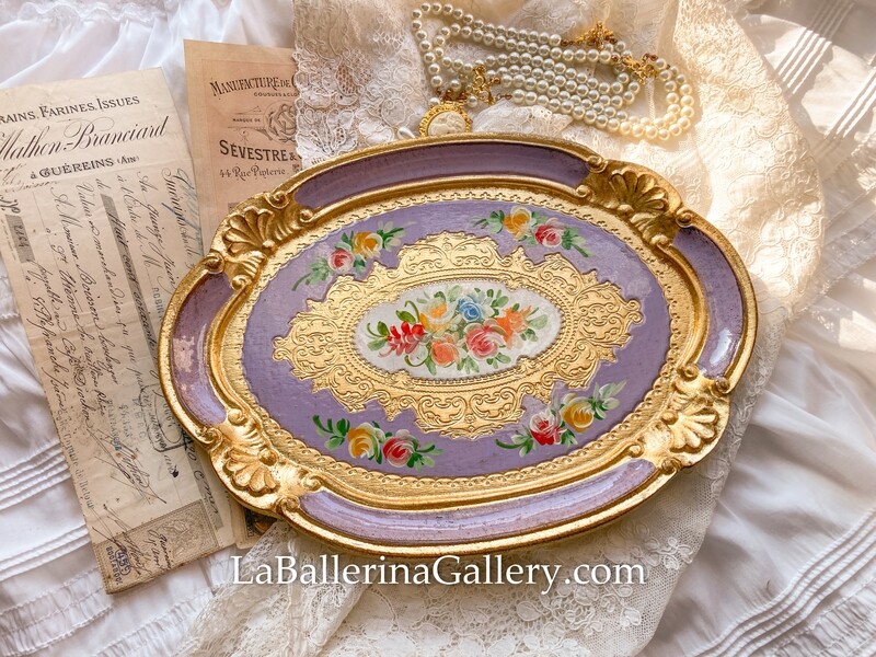 Florentine tray oval rose