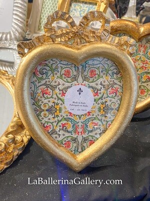 Made to order Florentine gold wood mirror frame heart bow ribbon baroque table desk
