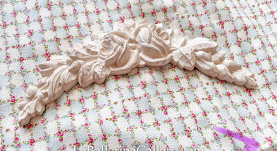 Italian Florentine ribbon bow Wall hanging wood white home decoration vintage relief rose shabby chic cottage french Architectural Pediment