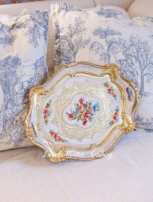Florentine tray octagon gold shabby chic baroque rococo wooden decorative tray tea board