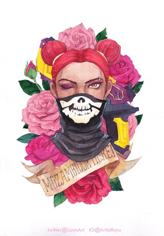 Apex Legends fanart original painting Lifeline by Liu Yu watercolor on paper art collection