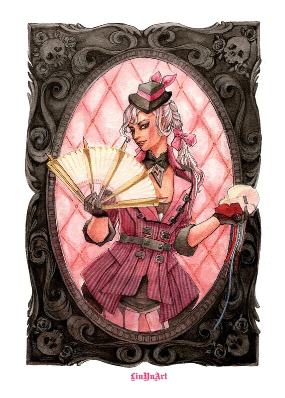 Apex Legends fanart original painting Loba frame by Liu Yu watercolor on paper art collection