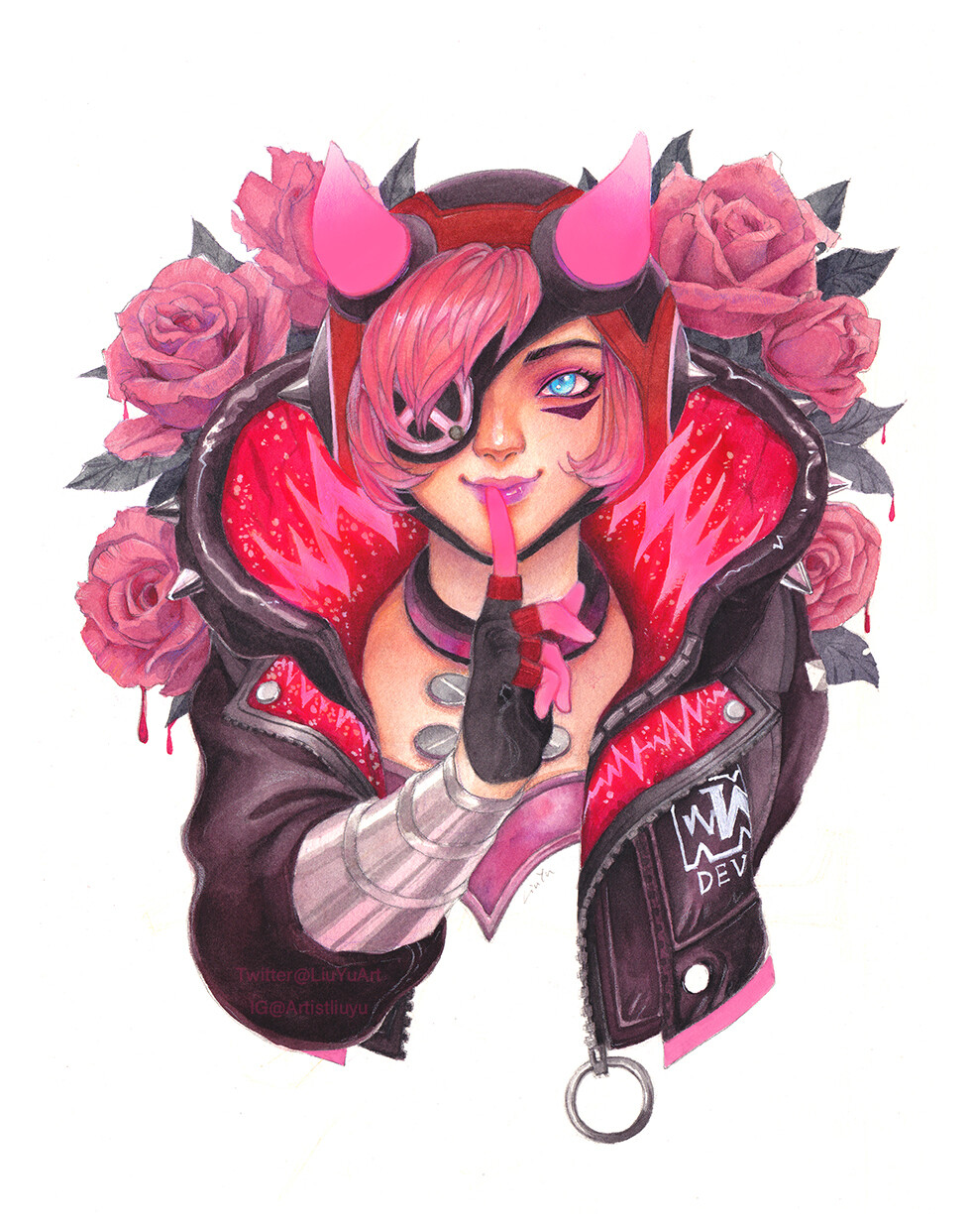 Apex Legends fanart original painting Wattson Cyberpunk by Liu Yu watercolor on paper art collection