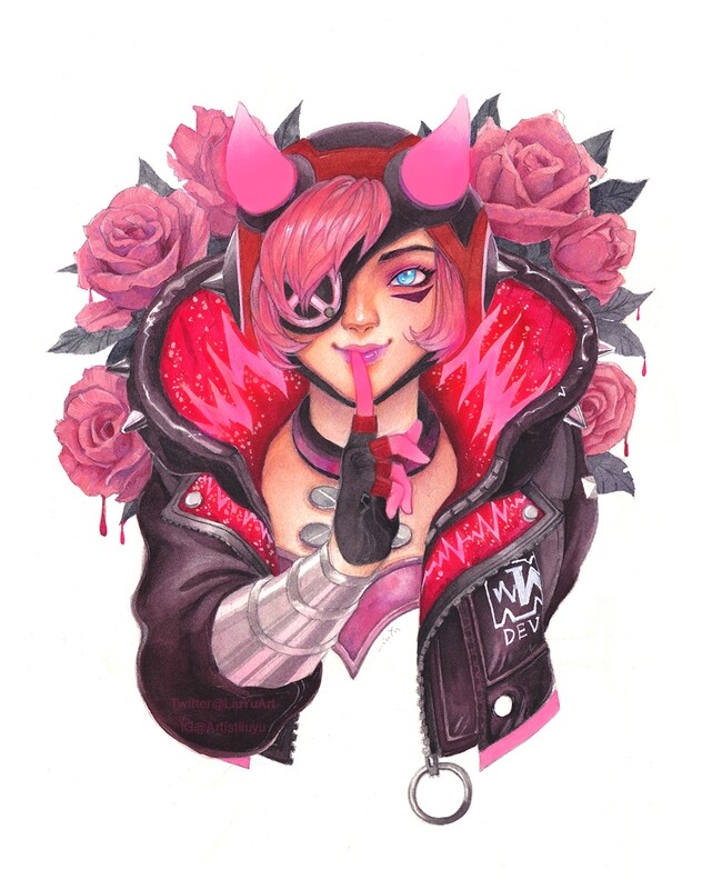 Apex Legends fanart original painting Wattson Cyberpunk by Liu Yu watercolor on paper art collection