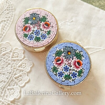 IN STOCK Florentine micromosaic jewelry pillbox rose