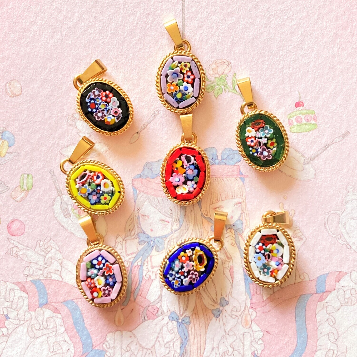 Florentine Micromosaic pendant oval