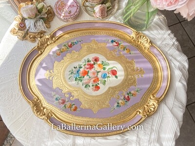 Florentine tray large oval rose lilac