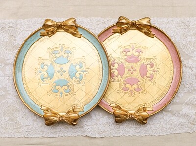 Made to order Florentine tray round bow ribbon