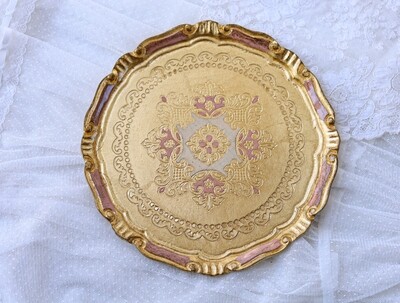 Made to order Florentine tray round gold baroque rococo
