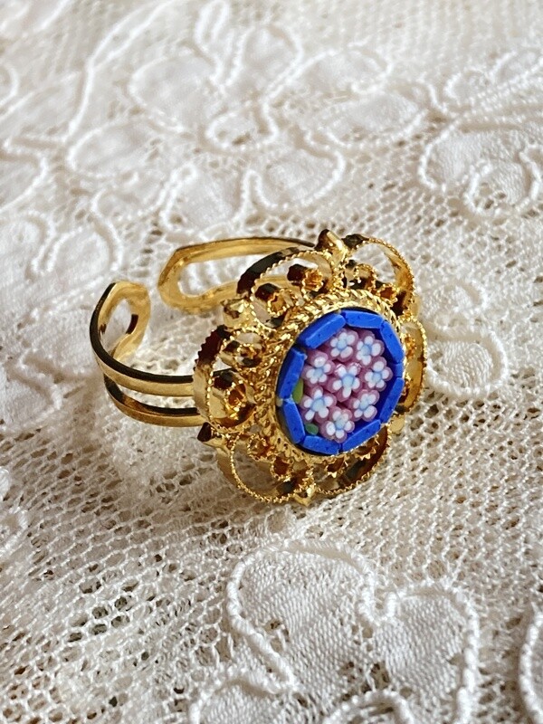 Florentine Micromosaic ring filigree round