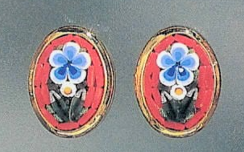 Florentine micromosaic jewelry oval ear clip