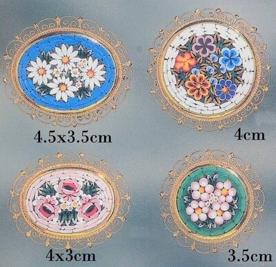 Florentine Micromosaic Brooch large round filigree