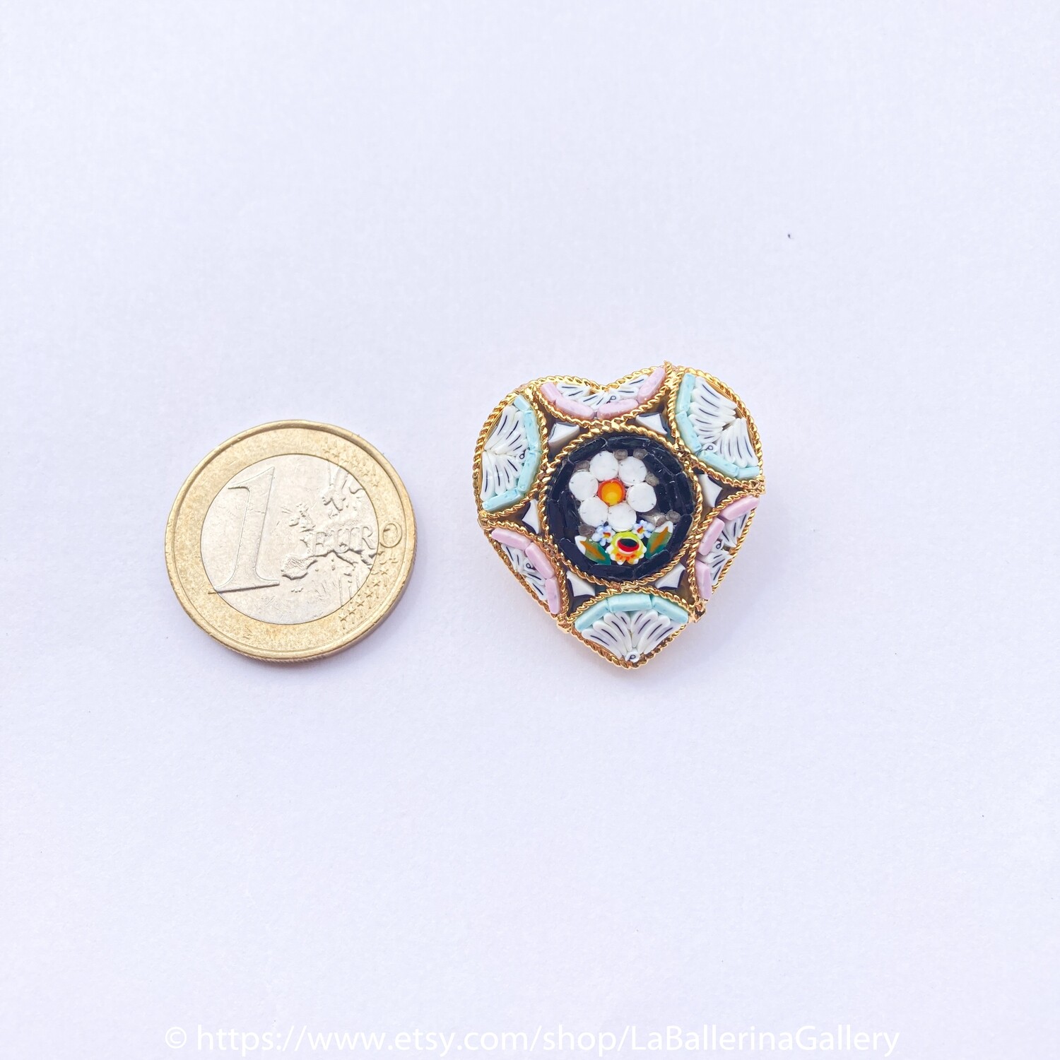 Florentine Micromosaic Brooch heart