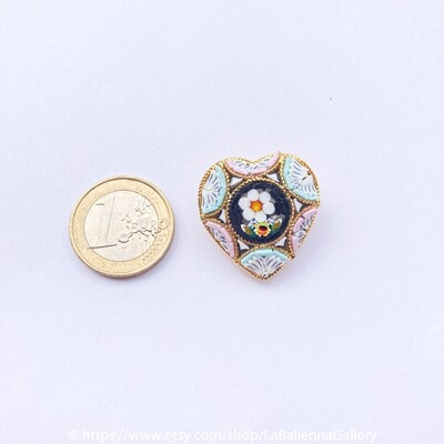Florentine Micromosaic Brooch heart
