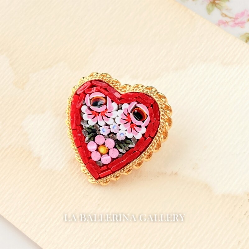 Florentine Micromosaic Brooch heart