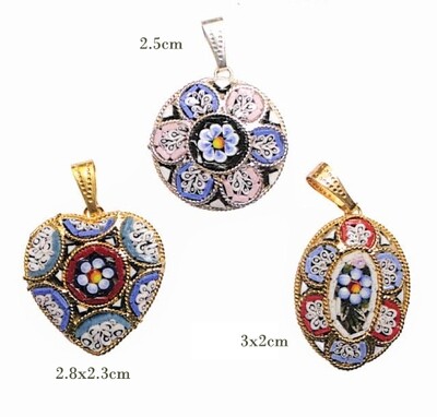 Florentine Micromosaic pendant round oval heart