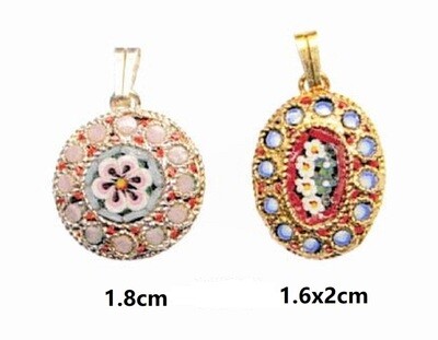 Florentine Micromosaic pendant round oval