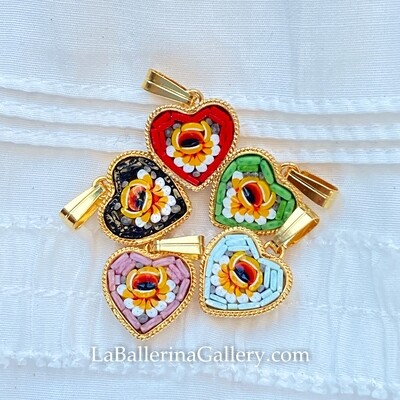 Florentine Micromosaic pendant heart rose